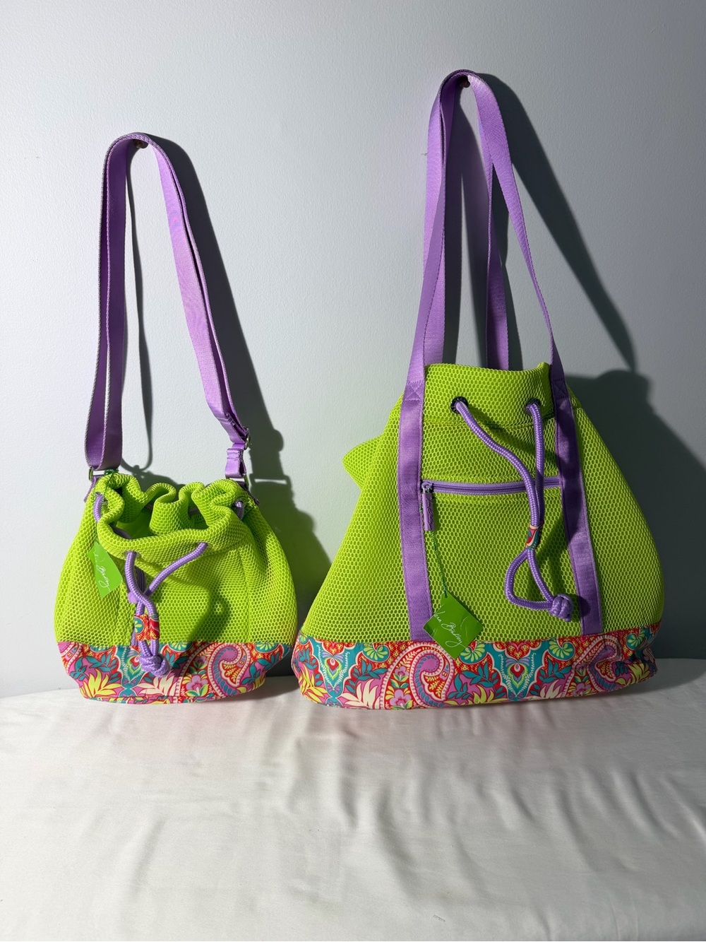 VERA BRADLEY Mesh tote  & Mesh drawstring crossbody Citrine Paisley in Paradise